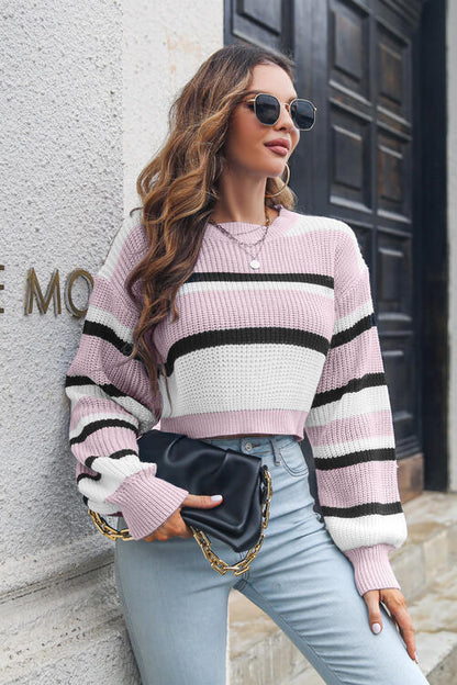 Women's Striped Cropped Sweater