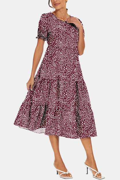 Women's Flounce Sleeve Midi Dress