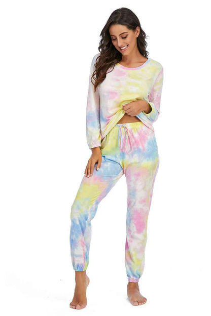 Women's Tie-Dye Top and Drawstring Pants Lounge Sets