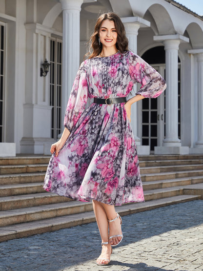 Women's Floral Print Midi Dress