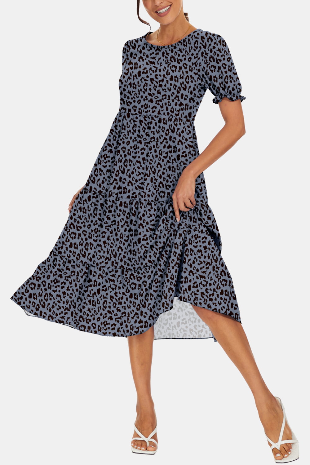 Women's Flounce Sleeve Midi Dress