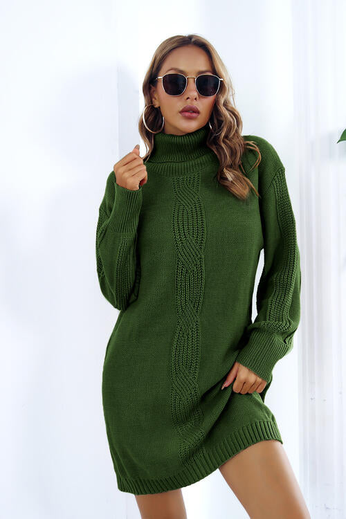 Women's Turtleneck Long Sleeve Sweater Dress