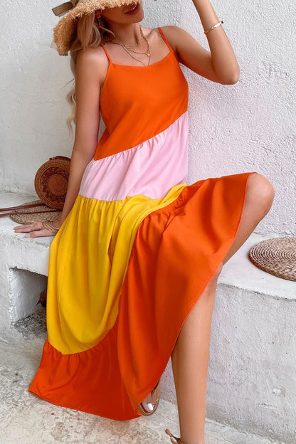 Women's Color Block Midi Dress