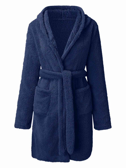 Women's Tie Waist Hooded Robe