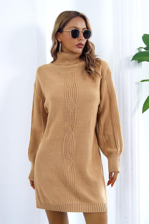 Women's Turtleneck Long Sleeve Sweater Dress