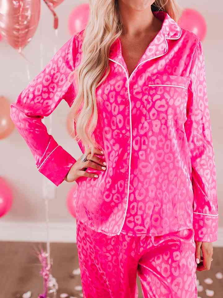 Women's Printed Long Sleeve Top and Pants Lounge Sets