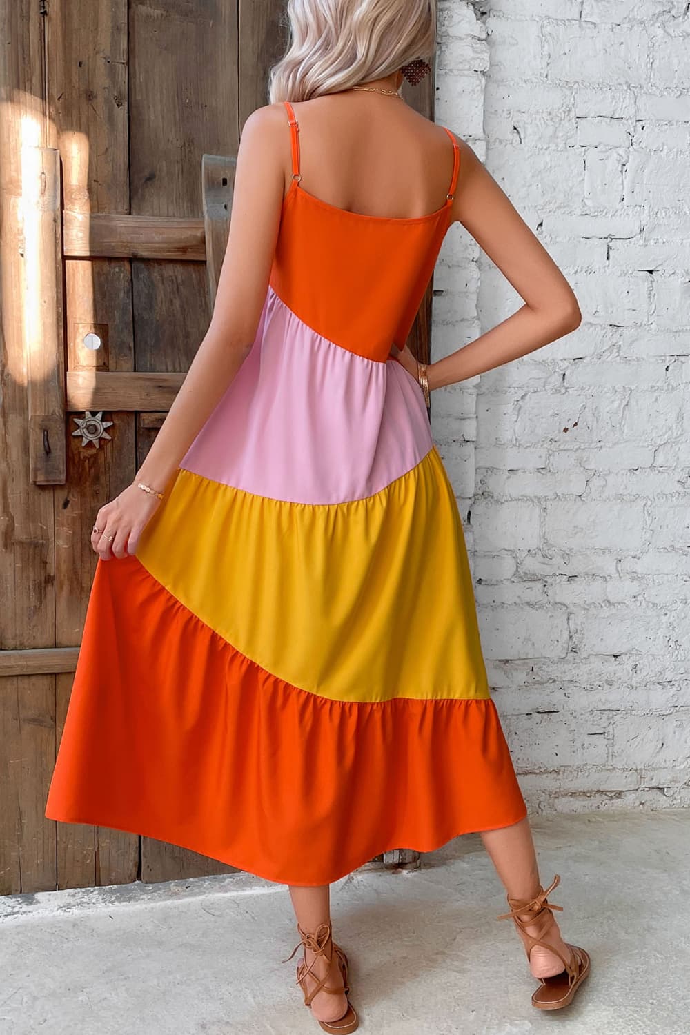 Women's Color Block Midi Dress