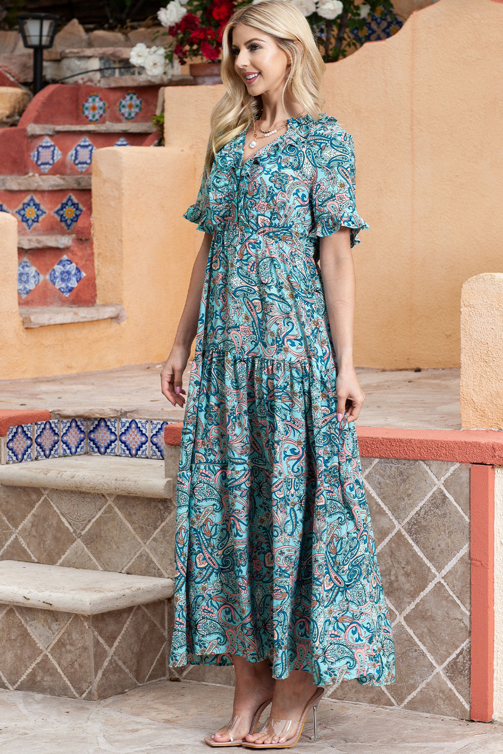 Women's Paisley Print Maxi Dress