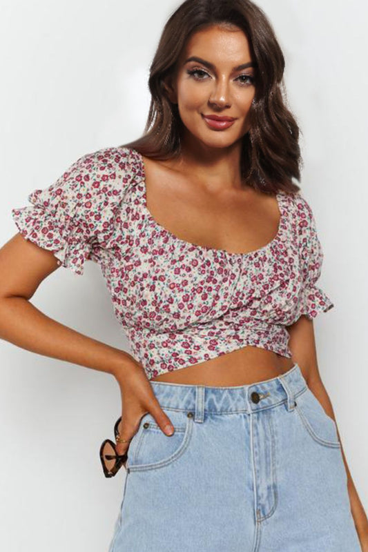 Women's Flower Ruffle Blouse