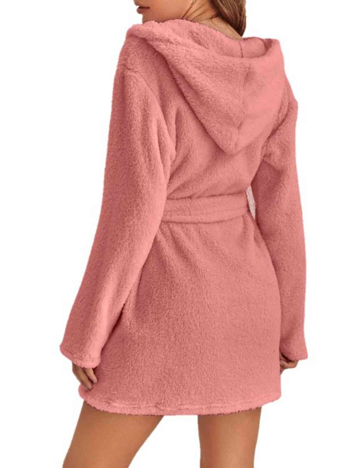 Women's Tie Waist Hooded Robe