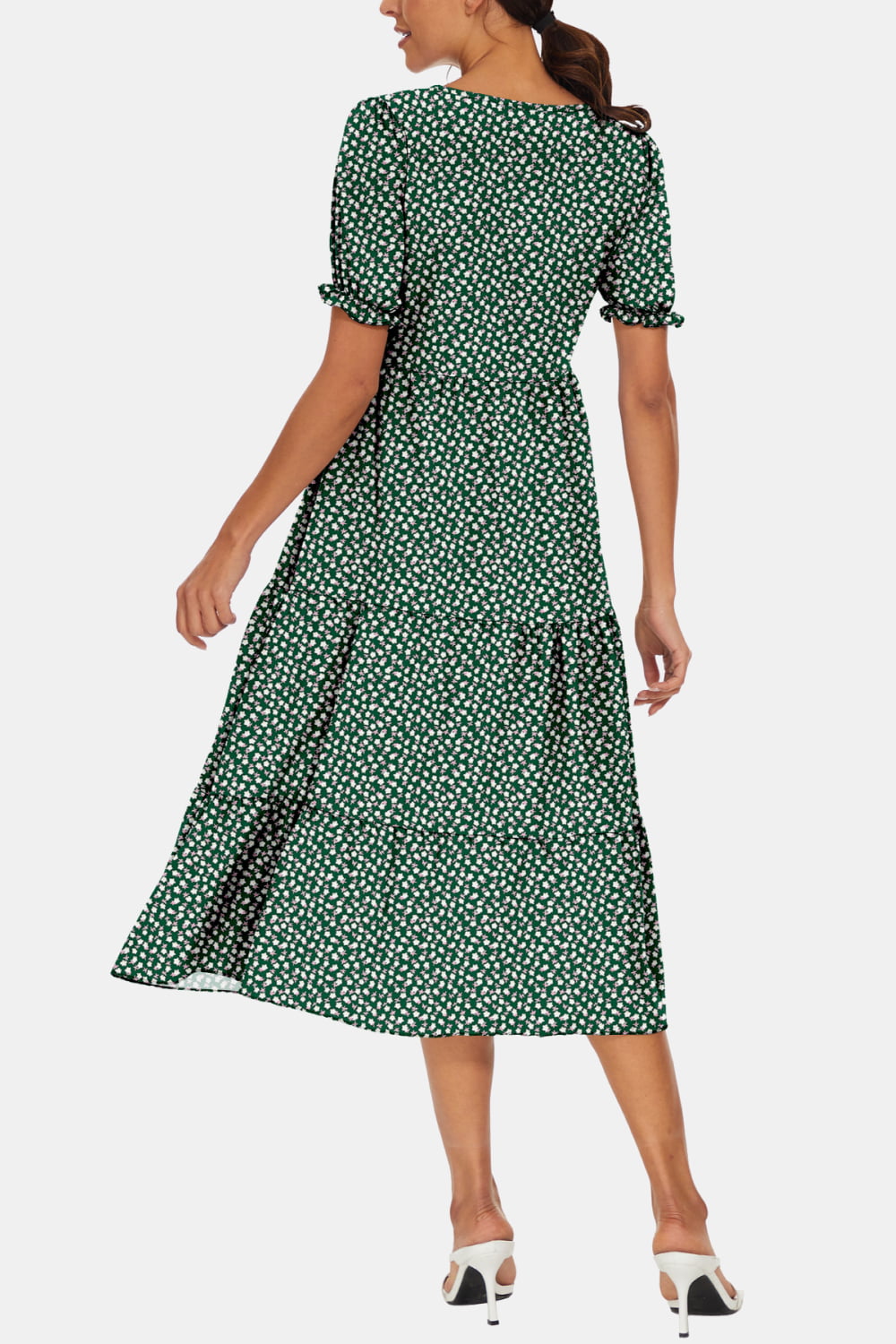 Women's Flounce Sleeve Midi Dress