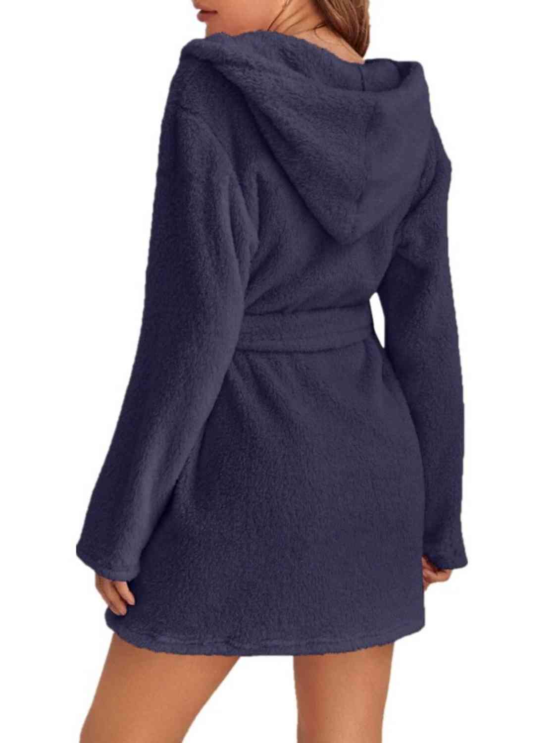 Women's Tie Waist Hooded Robe