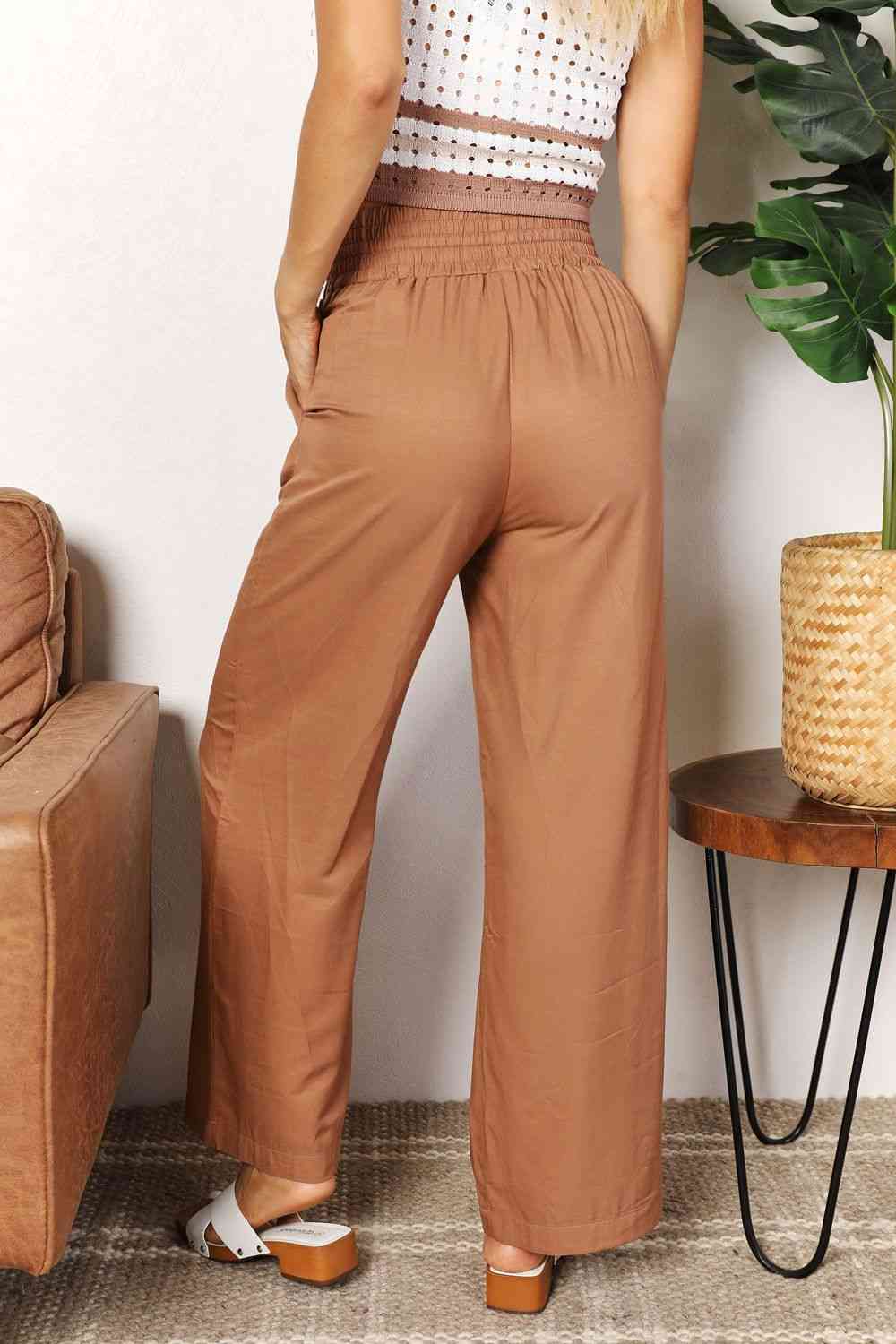 Women's Drawstring Waist Wide Leg Pants