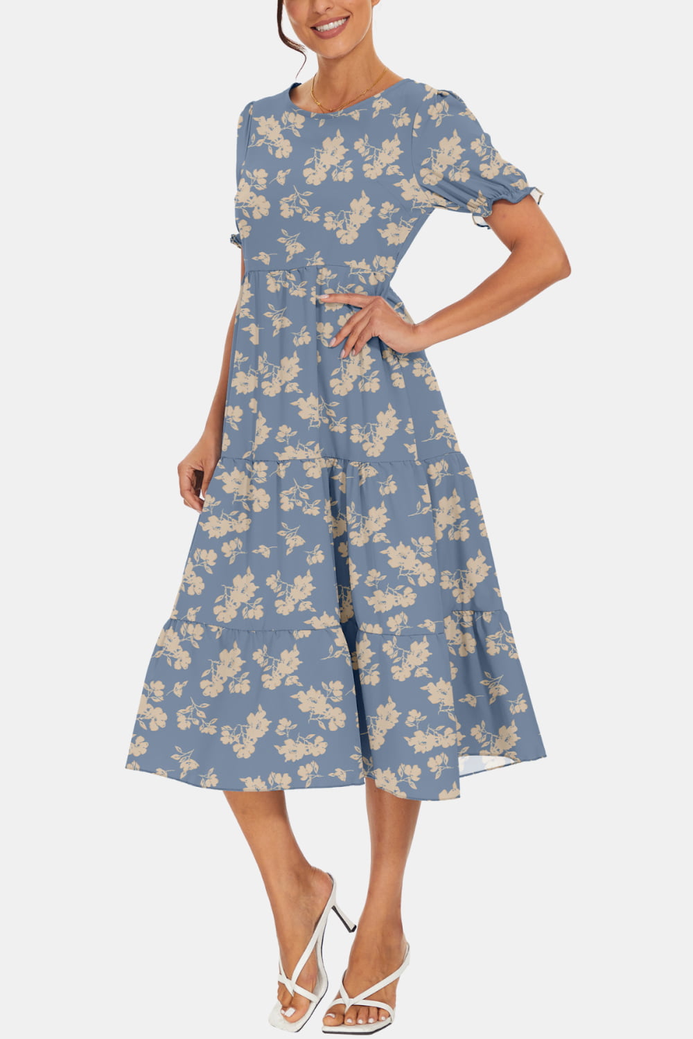 Women's Flounce Sleeve Midi Dress