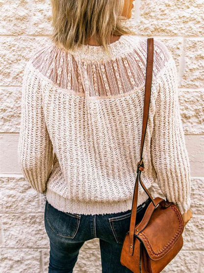 Women's Round Neck Rib-Knit Sweater