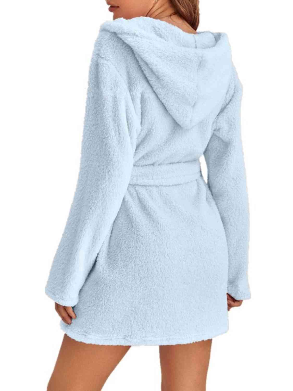 Women's Tie Waist Hooded Robe