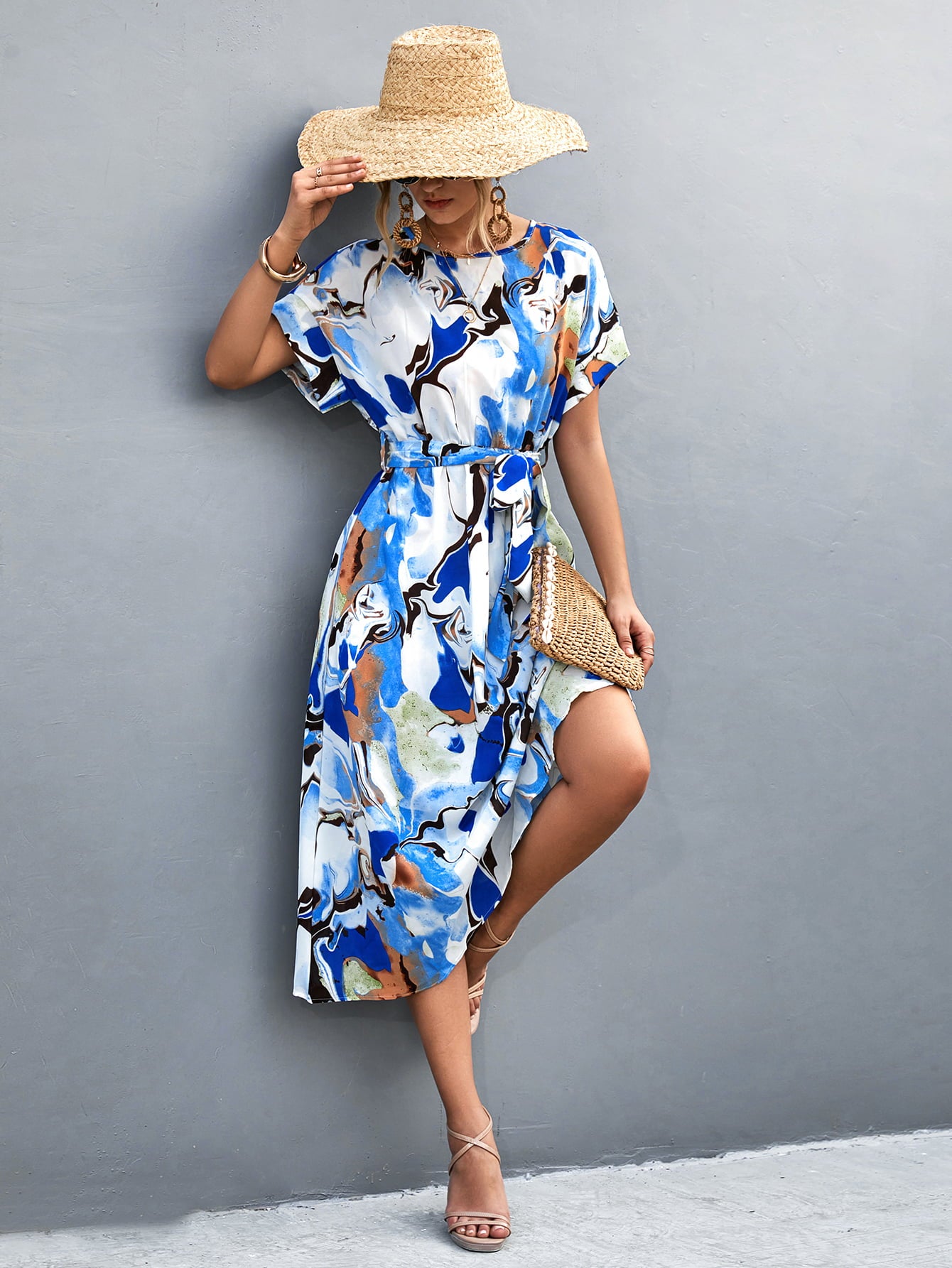 Women's Tie Waist Midi Dress