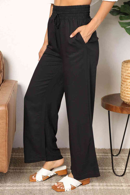 Women's Drawstring Waist Wide Leg Pants