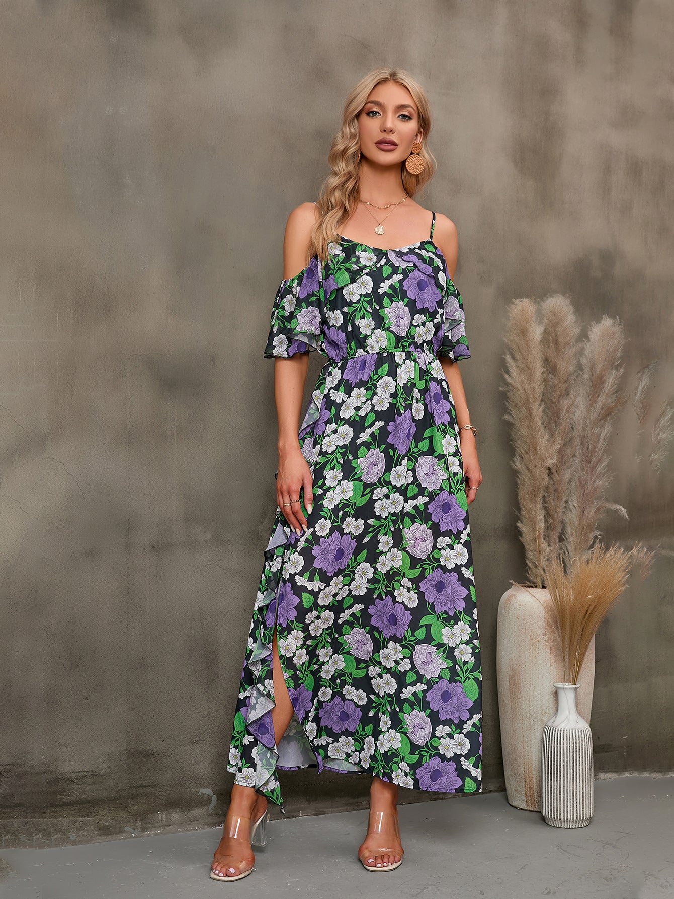 Women's Floral Slit Maxi Dress