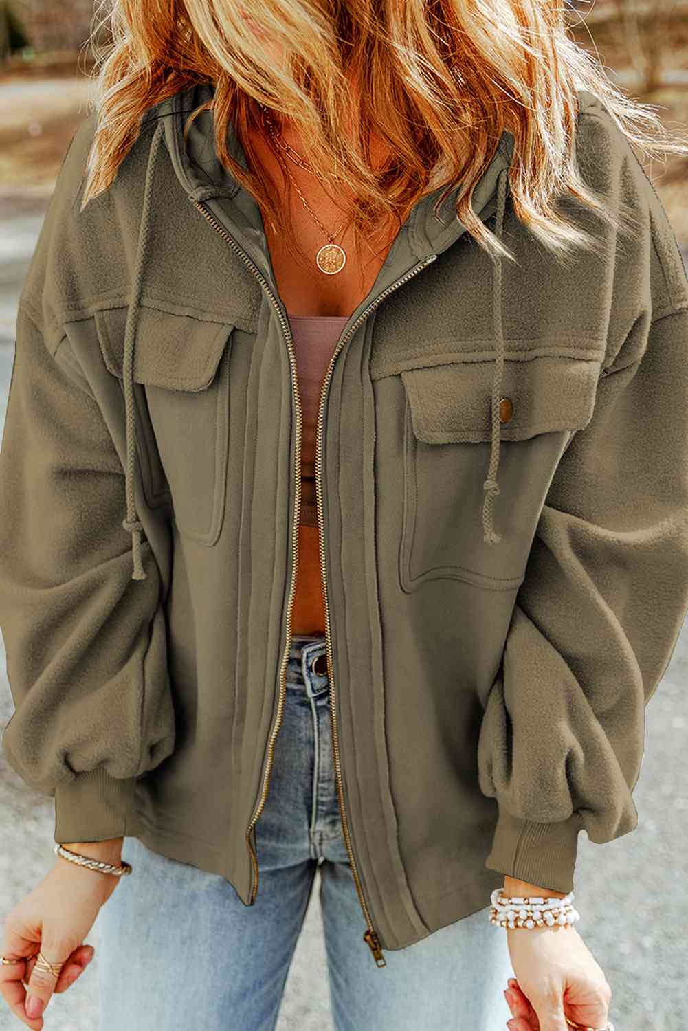 Women's Zip-Up Drawstring Hooded Jackets