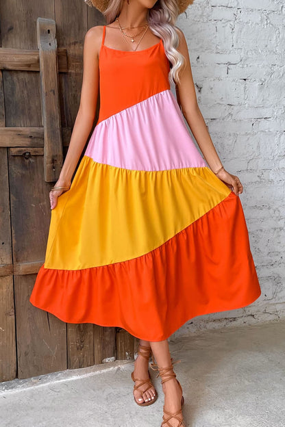 Women's Color Block Midi Dress