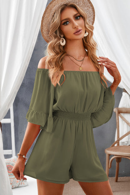 Women's Off-Shoulder Smocked Waist Romper