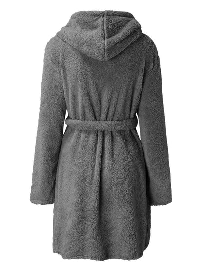 Women's Tie Waist Hooded Robe