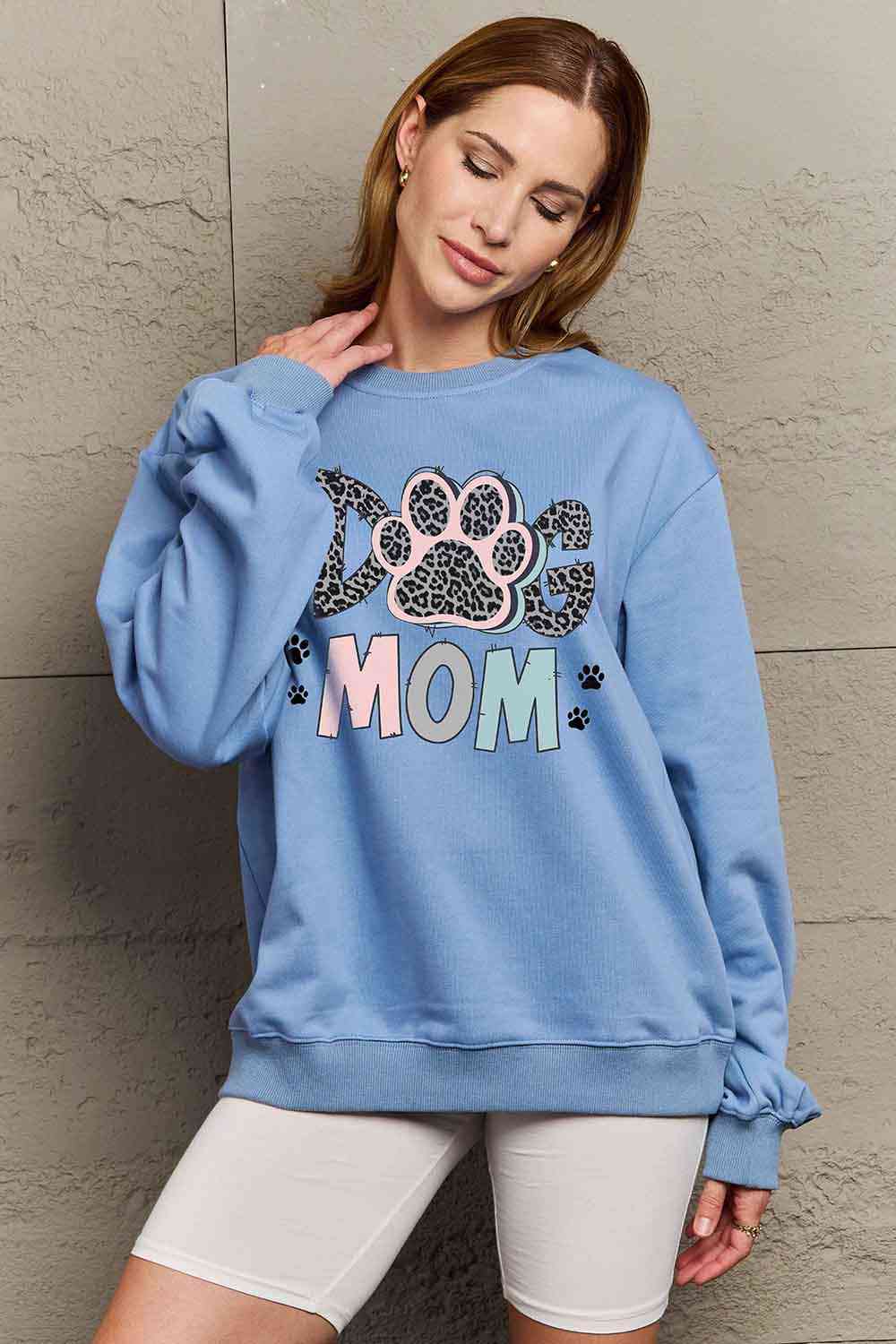 Women's Full Size DOG MOM Graphic Sweatshirt