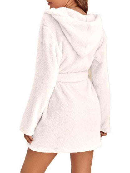 Women's Tie Waist Hooded Robe