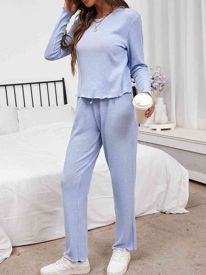 Women's Long Sleeve Top and Drawstring Pants Lounge Set